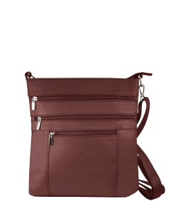 Leather Crossbody Bag RM603 BROWN